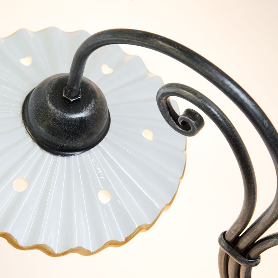 Abat-jour Rustica in Ferro e Ceramica Gialla | Lampada da Tavolo Country - 2