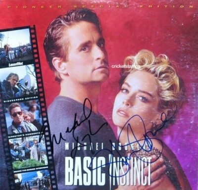 SHARON STONE & MICHAEL DOUGLAS BASIC INSTINCT  REPRINT PHOTO SIGNED 11''X8'' #2