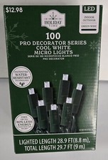 Luces de tiempo de vacaciones 100 Ct. Micro luces blancas frías serie Pro Decorator nuevas
