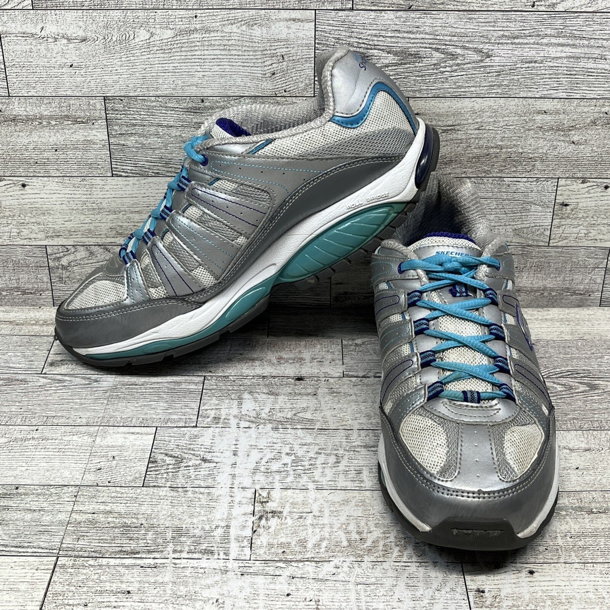 Skechers Shape Ups 12340 Walking Shoes Silver Lavender Turquoise