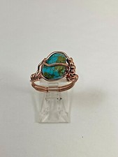 Handmade  Copper Wire Wrap  Turquoise Ring Size 7 1/2  59