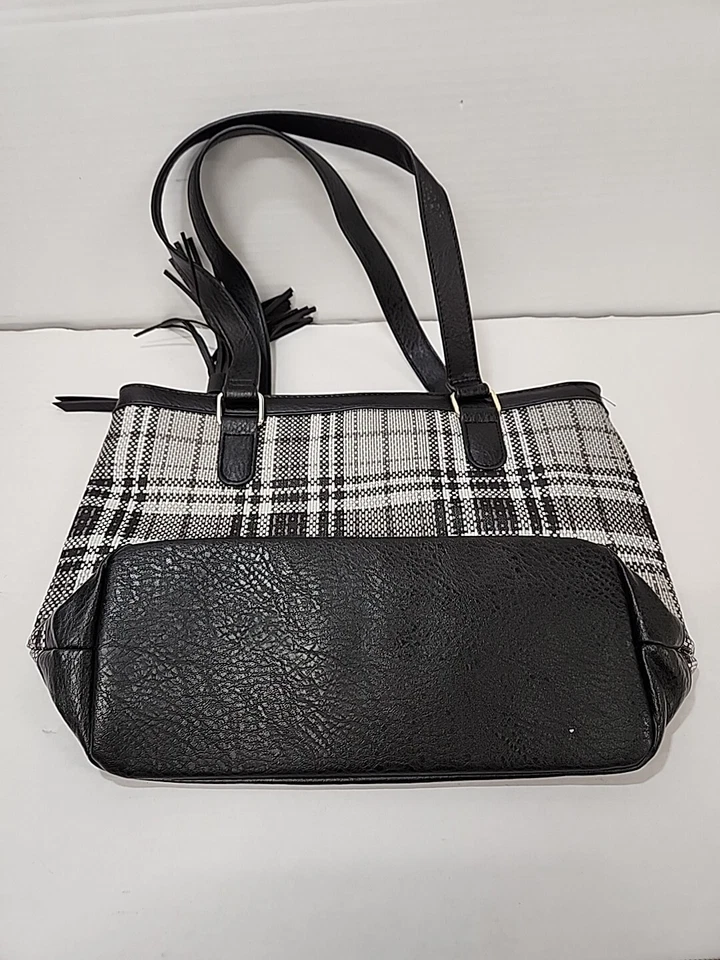 Bueno черный и желтовато-коричневый сплетенный льняной сумка с короткими ручками Shopper сумочка - Изображение 2 из 4