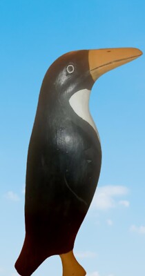 Primitive Penguin Hand Carved Wood Folk Art~13.5'' 