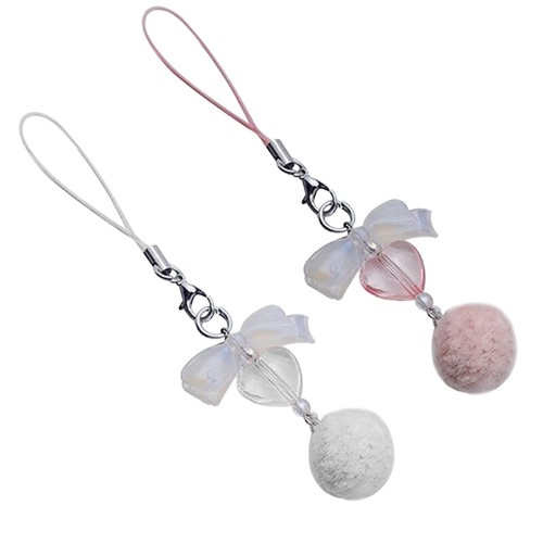 Crystal Heart Phone Strap Hair Bulb Phone Lanyard Handmade Backpack - 第 1/9 張圖片