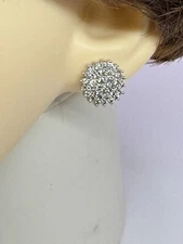 9ct Large Diamond Cluster Studs 1.10ct Total 13mm Diameter