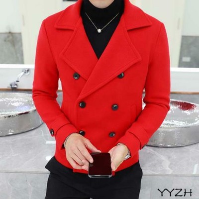Mens Wool Blend Short Coat Double 