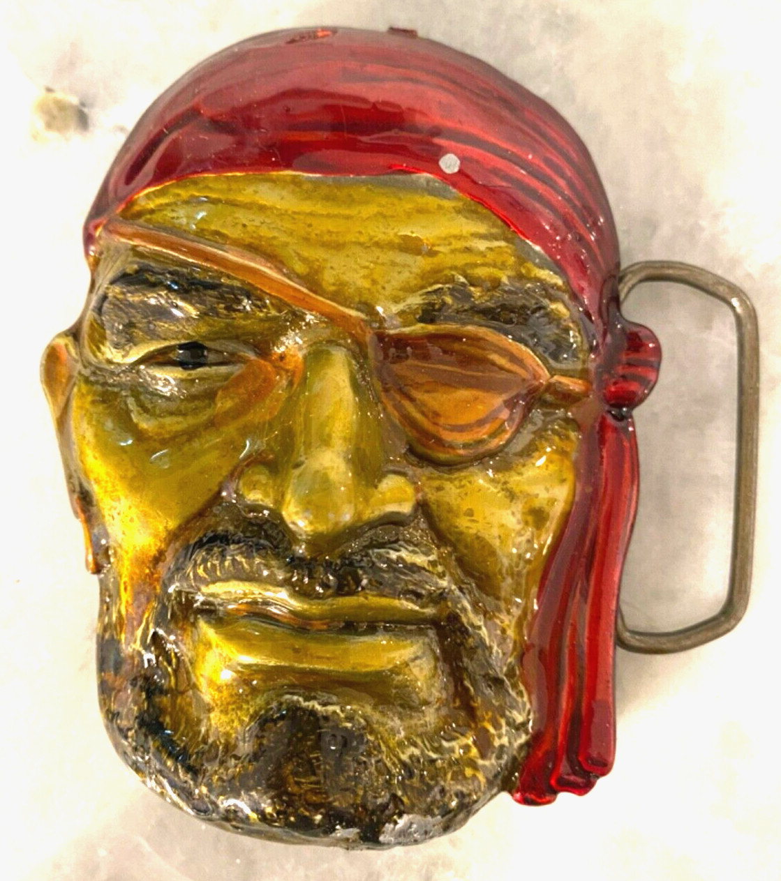 NOS Vintage PIRATE Solid Brass Belt Buckle 1970'S … Gem