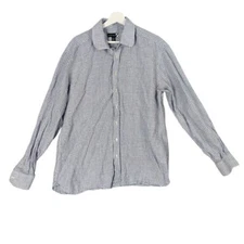 SAKS FIFTH AVE Linen Button Top Men SZ XXL Window Plaid Breathable Coastal Prep