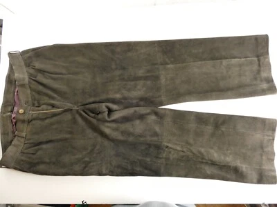 Markenlos Lederhose Hirschleder ca. Gr.54 braun getragen mit Patina RT-1740 - Bild 1 von 4