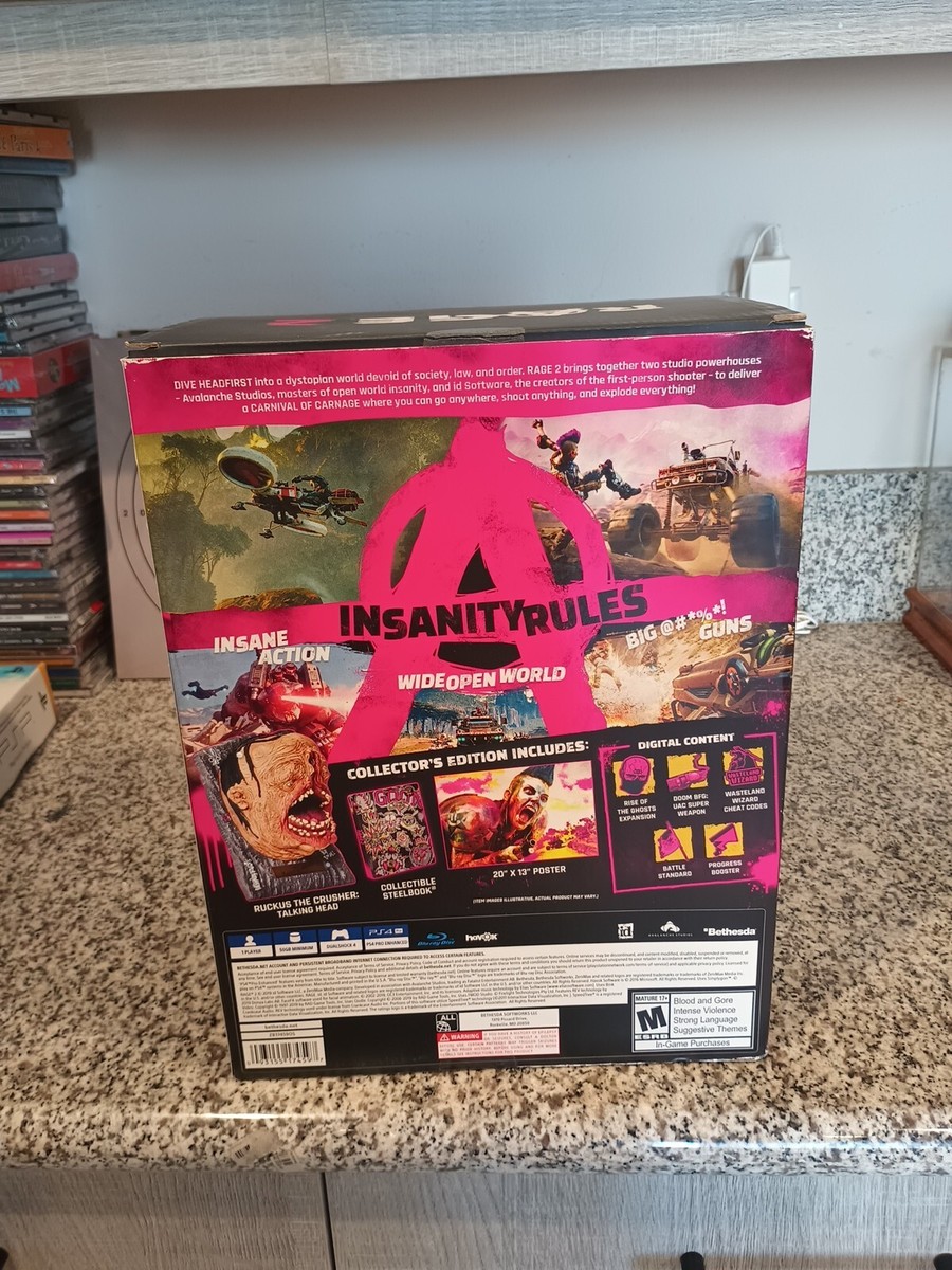 Coffret Collector PS4 RAGE 2 Édition 'Ruckus Le Concasseur' - Jeu Neuf Scellé + Figurine - État Parfait