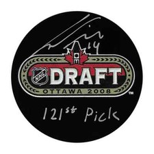 Gustav Nyquist Autographed 2008 NHL Draft Puck w/