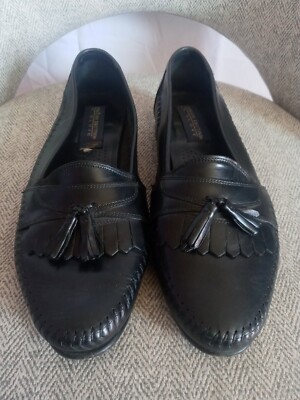 Giorgio Brutini Shoes Mens 9D Le Glove Tassel Loafers Black Leather Slip On 