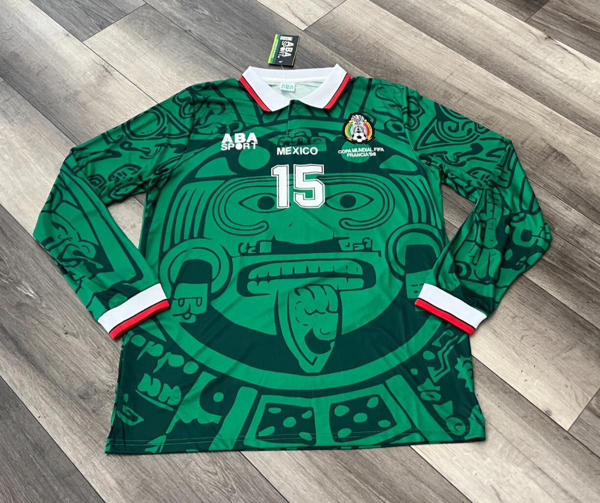NEW W TAGS ABA SPORTS LUIS HERNANDEZ 1998 MEXICO HOME GREEN JERSEY