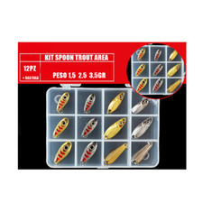 KIT 12pz L ONDULANTI SPOON TROUT AREA SPINNING TROTA LAGO + SCATOLA PREZZO PAZZO