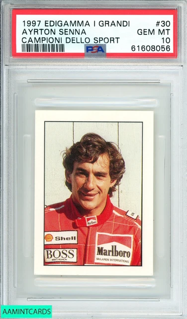 1997 EDIGAMMA I AYRTON SENNA #30 CAMPIONI DELLO SPORT PSA 10 GEM MT POP 3!