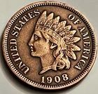 1908 Indian Head Cent Second to Last Year Sharp Reverse Bold Detail JC1878