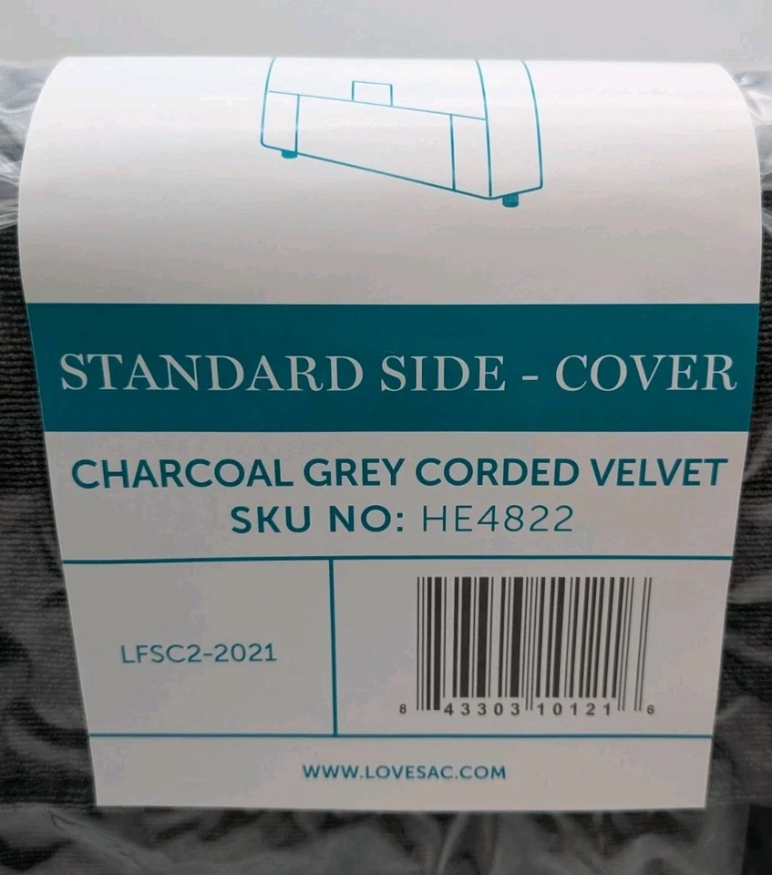 Cubierta lateral estándar Lovesac gris carbón terciopelo con cable nueva Foto 2 de 4