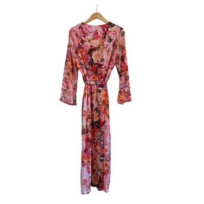 Beige Eci Floral Belted Maxi Dress Womens 10 Pink Cottagecore Chic Fairy  Whimsy | eBay
