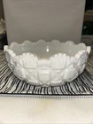 VINTAGE WESTMORELAND OLD QUILT PATTERN BOWL - WHITE MILK GLASS - SAWTOOTH EDGE