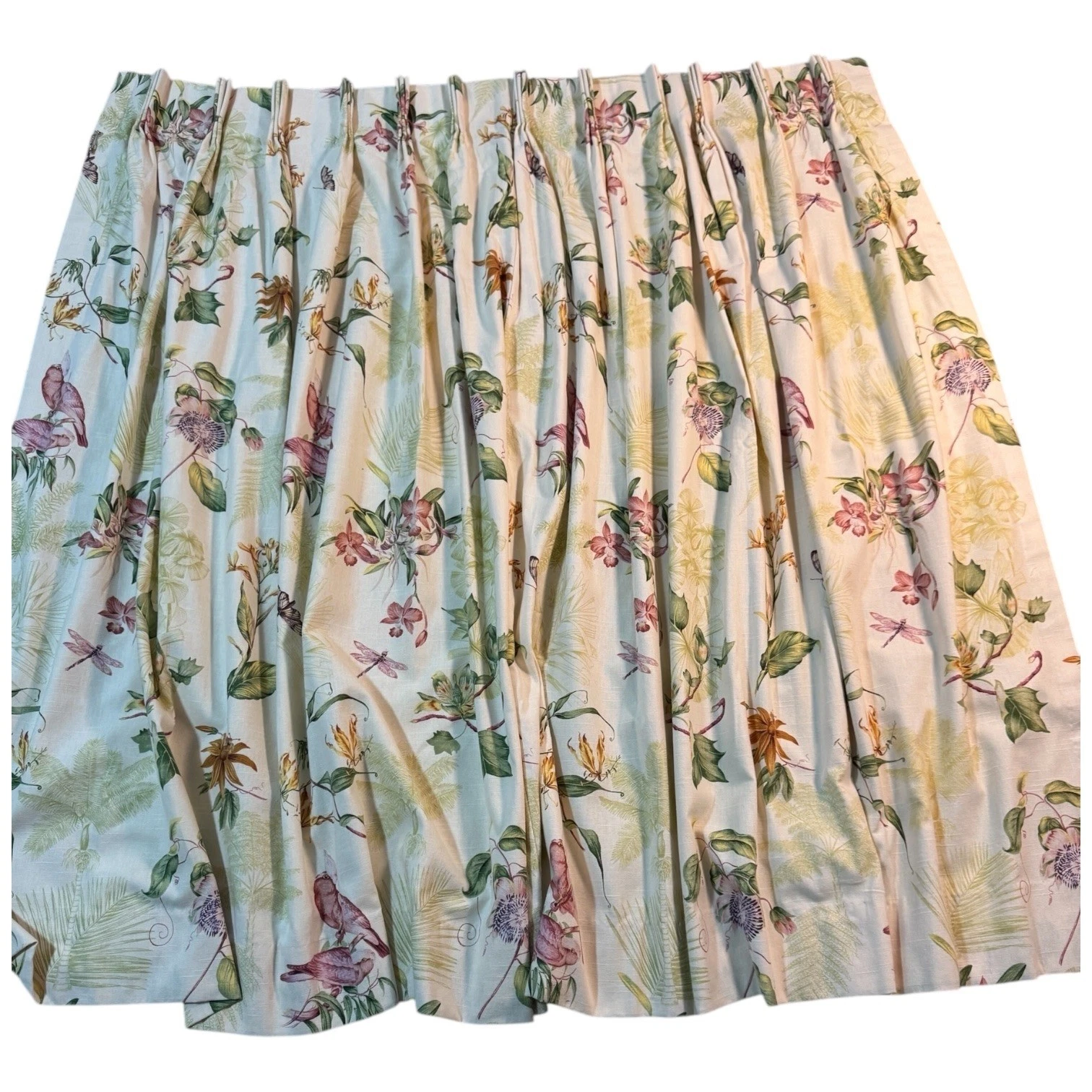 VTG Waverly Tropical 48 x 54 Birds Custom Lined Curtains Pinch Pleat 2 Panels
