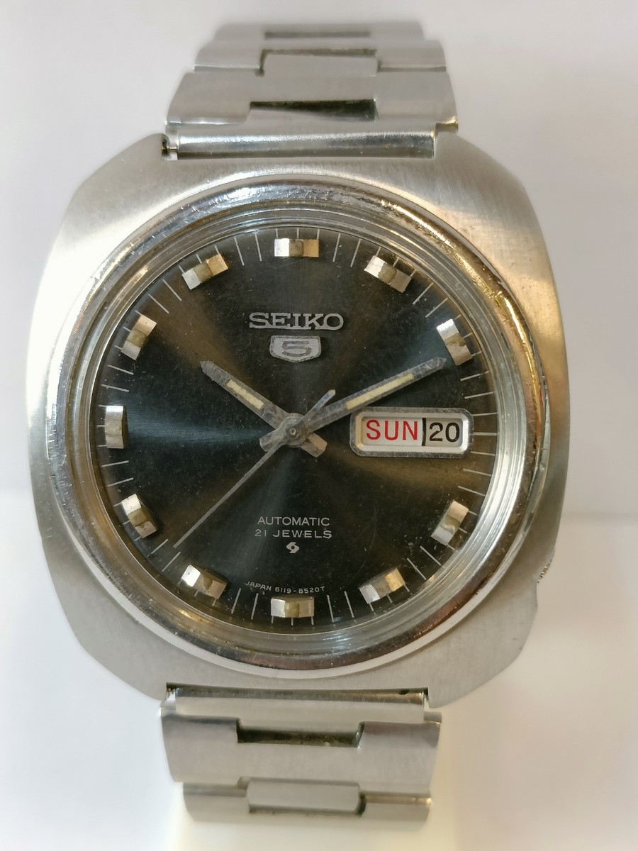 VINTAGE SEIKO 5 21J AUTOMATIC GRAY DIAL 6119-8430 JAPAN MEN'S