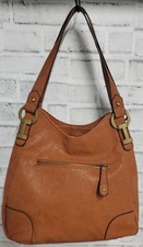 Bueno Multi-Pocket Shoulder Bag Womens Soft Brown Faux Leather W Brass Hardware