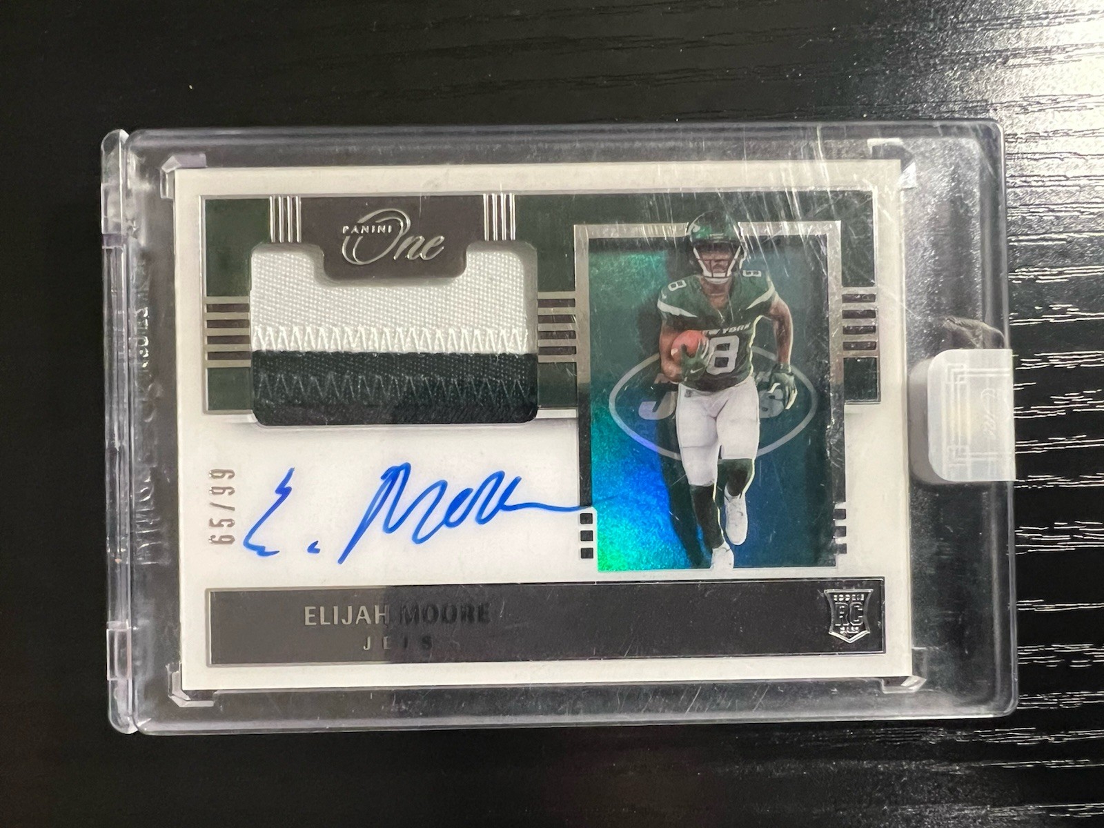 Elijah Moore 2021 Panini One RPA Rookie Jersey Patch Auto RC /99
