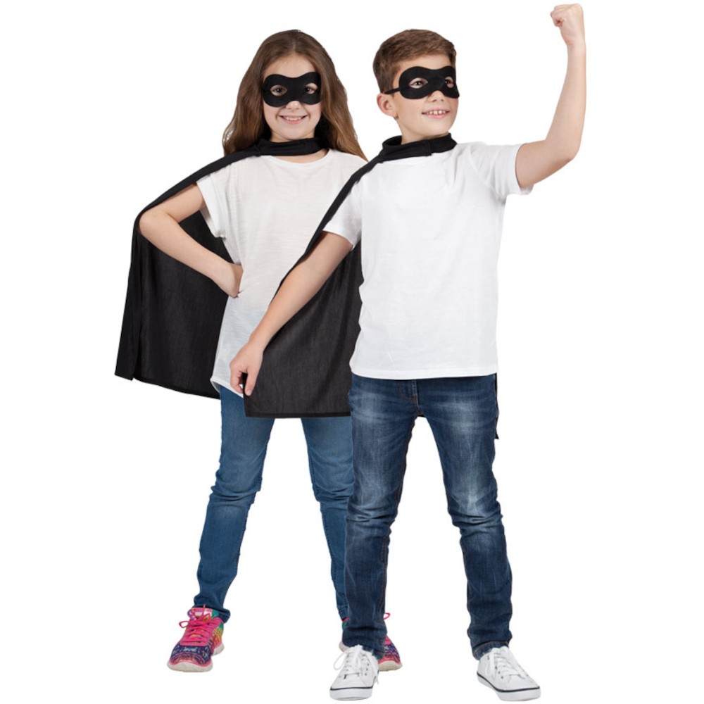 Wicked Costumes Childrens Black Super Hero Cape & Mask