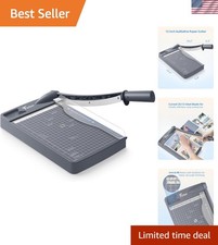 12" Guillotine Paper Cutter, Heavy Duty 12-Sheet Capacity Trimmer for Cardsto...