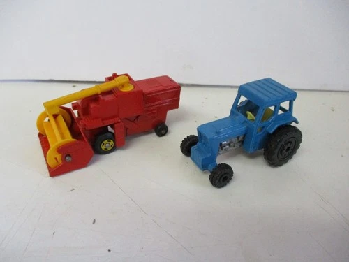 Matchbox Lesney Superfast SF51 Combine- no base & SF46 Tractor- blue, loose