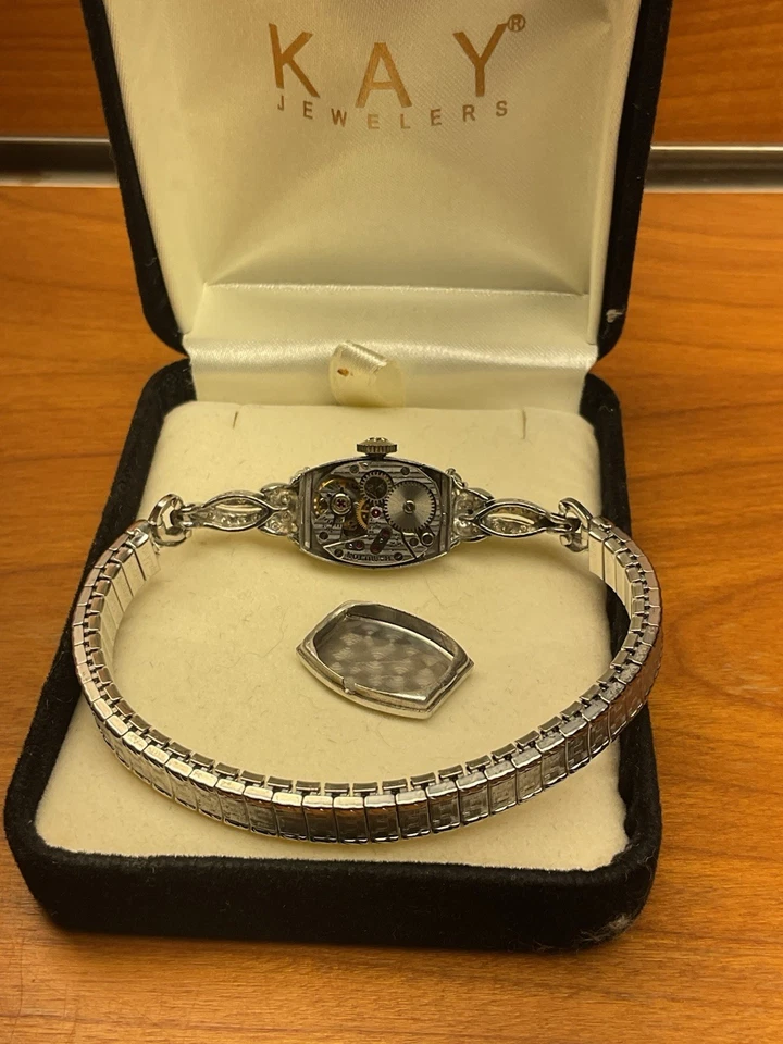 Reloj de vestir Hamilton platino y diamante para mujer Runs Foto 4 de 4