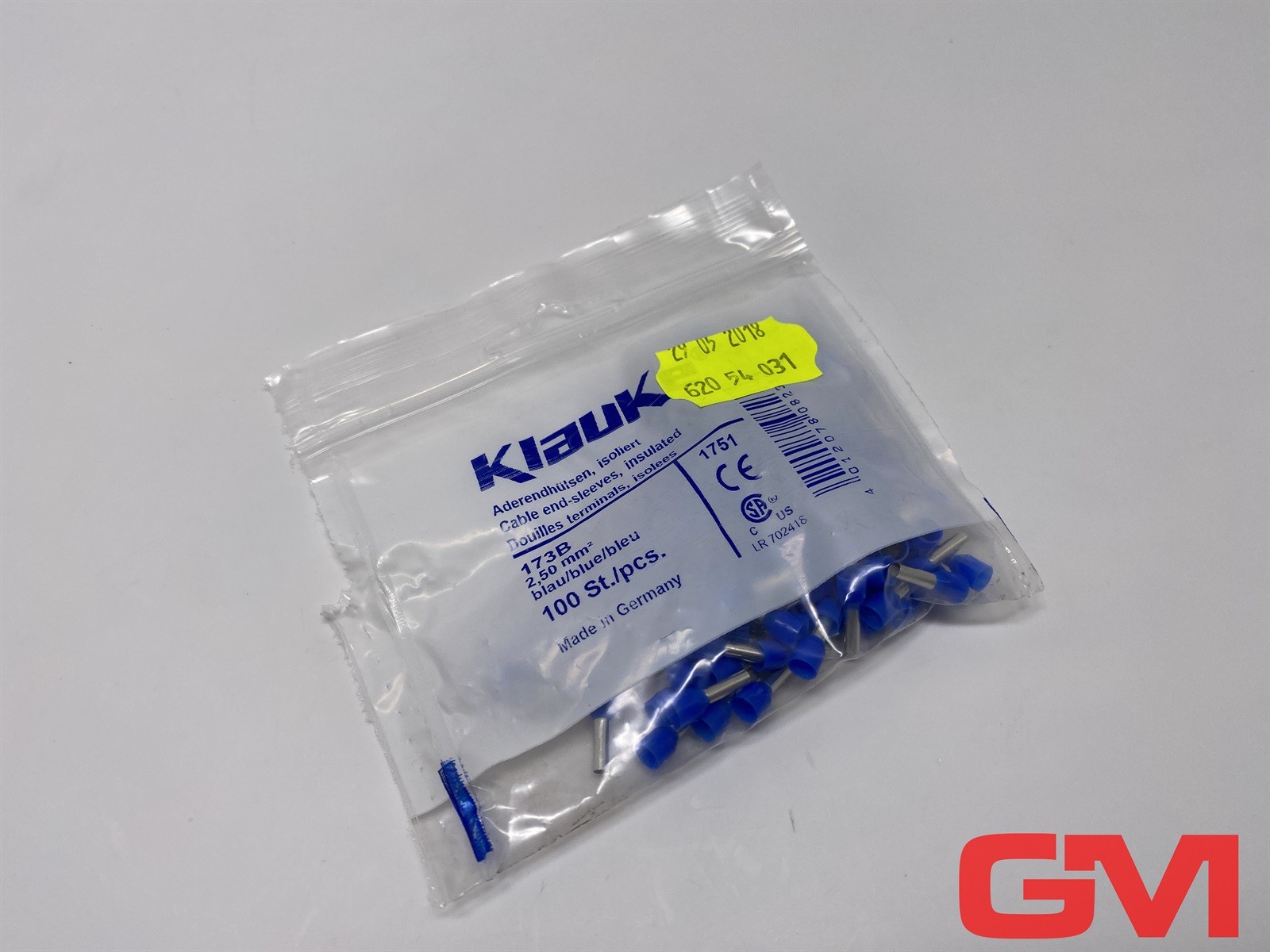VE 100X Klauke Insulated Cable End Sleeves 173B 2.50Mm² Blue