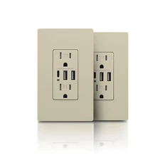 USB Wall Outlet, 30W 6.0A USB C Electrical Outlet, 15 Amp Tamper-Resistant Recep
