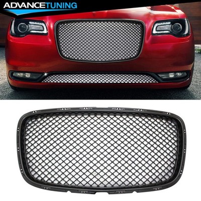 Fits 15-23 Chrysler 300 300C B Style Front Bumper Hood Upper Grille Guard Black
