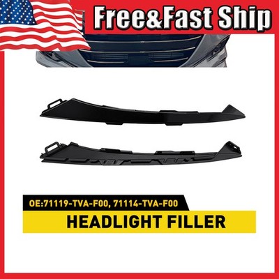 Left Right Headlight Lower Grille Trim Covers Black For 2021-2022 Honda Accord