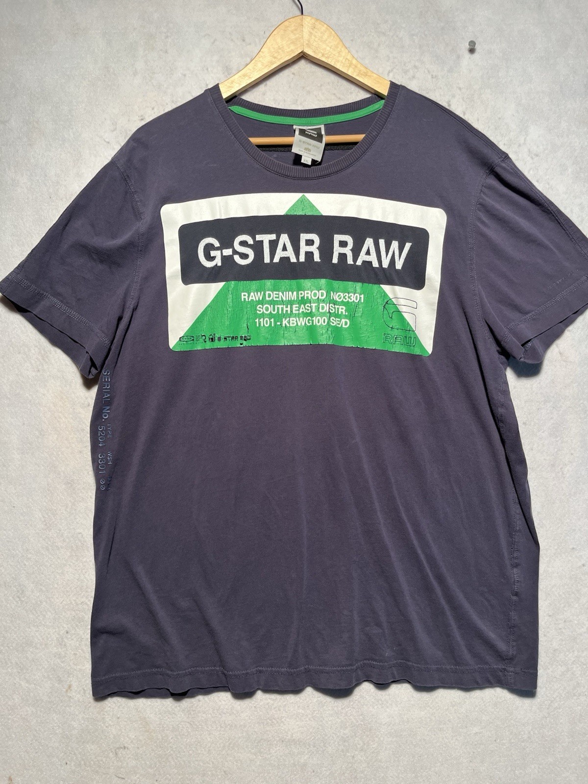 G Star Raw T Shirt xxl Blue Graphic 2XL Distressed Skater Hip Hop Cotton Logo