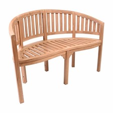 Panca a banana DIVERO 2 posti in legno di teak marrone trattato panca da giardino panca da parco