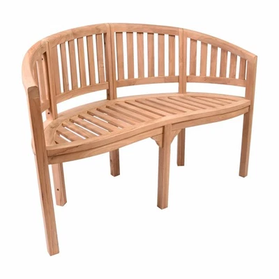 DIVERO Bananenbank 2-Sitzer aus Teak Holz braun behandelt Gartenbank Parkbank