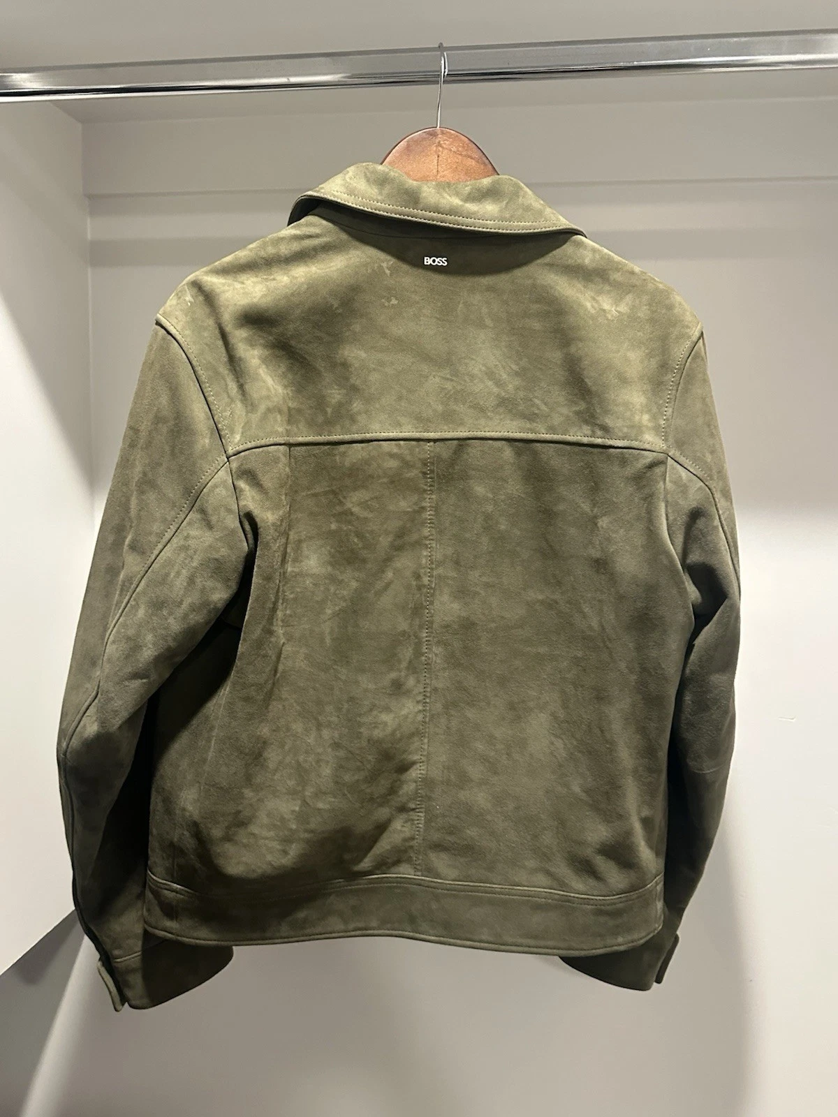 BOSS Light Green authentic Suede Zip Jacket Mens 38R image 3