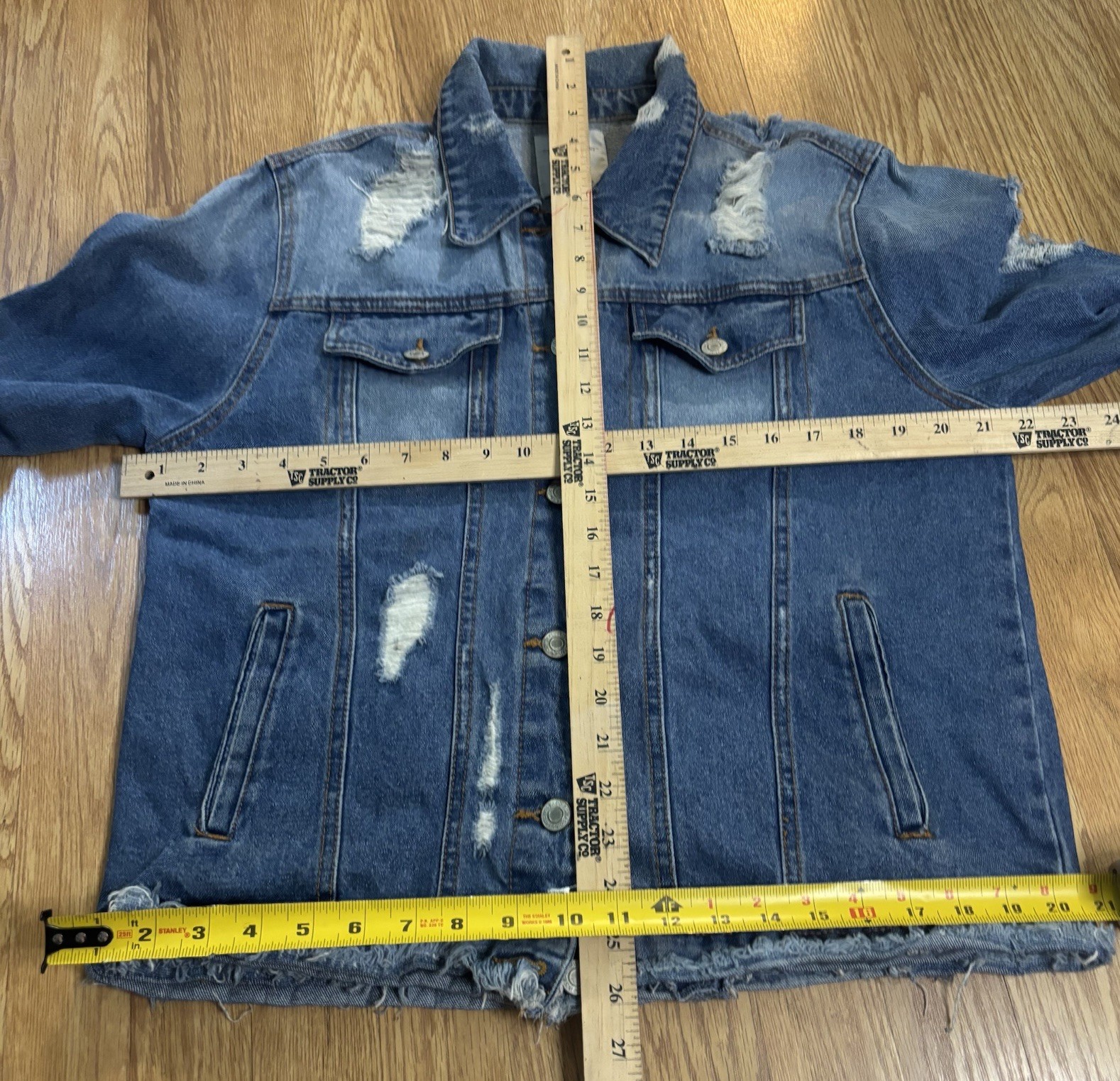 Iris Basic Contemporary Distressed Denim Jean Jac… - image 3