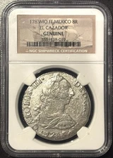 1783MO FF MEXICO 8R Reales Silver EL CAZADOR Shipwreck Treasure Coin NGC GENUINE