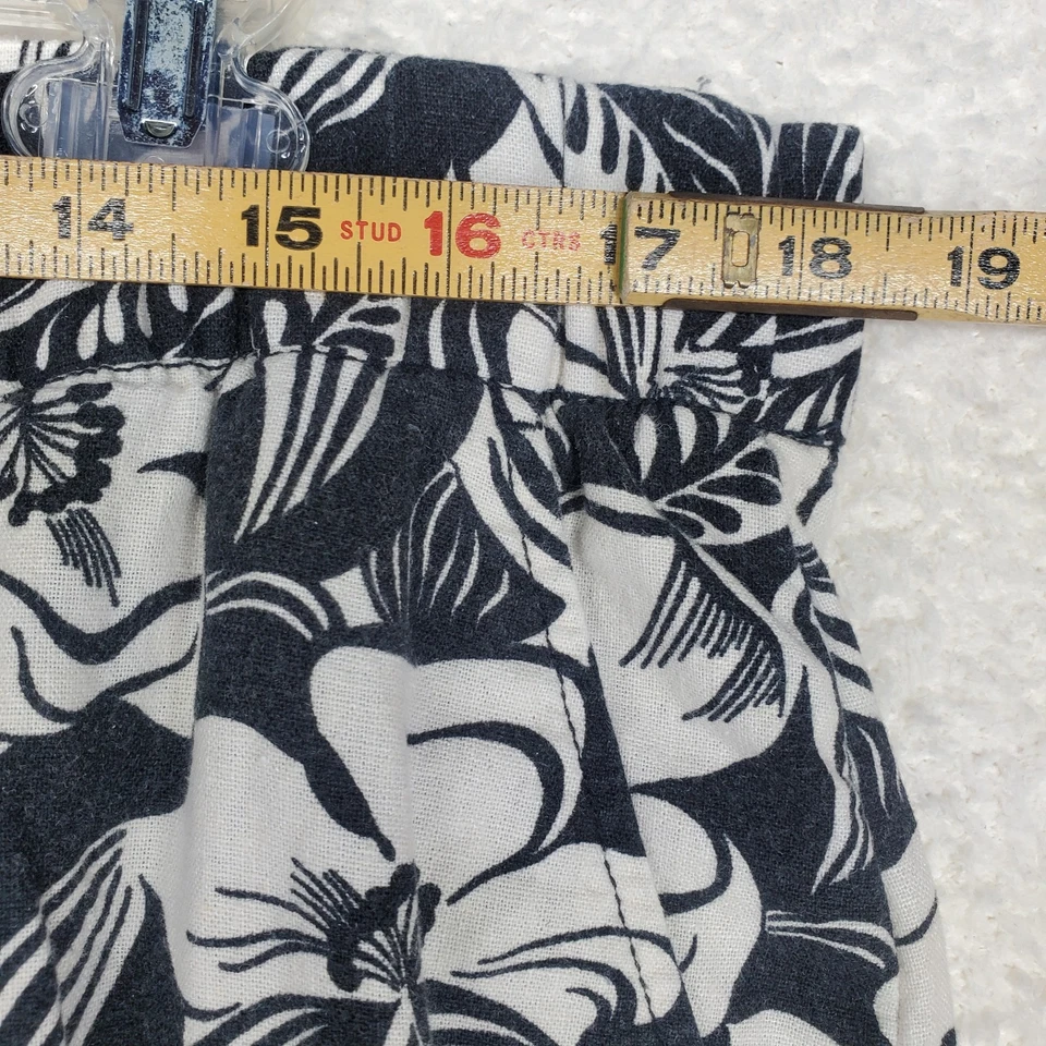 Pantalones Palazzo XL para mujer negros florales pierna ancha lino recortados Lagenlook Resort Foto 3 de 4