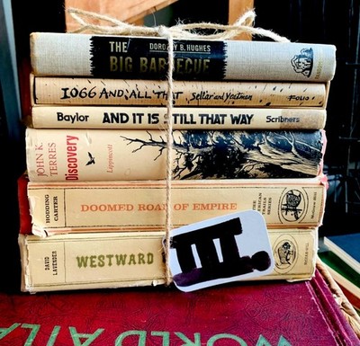 6 Vintage Books Stack American History Natural Rustic Library Shelf Decor (III)