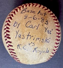 1983 Carl Yastrzemski Hit # 3388 Game Used Signed Baseball Letter from Player