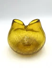 Hard-to-Find MCM/Vintage Blenko Ivy Pinched Vase, #39 Mini, Crackle Glass, Gold