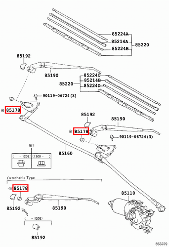 Genuine LandCruiser HZJ70 HJ75 HDJ81 HDJ80 HDJ79 Front Wiper Arm Bolt Nut x2 - Picture 16 of 20