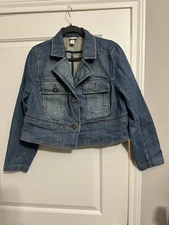 VENEZIA CROPPED JEAN DENIM JACKET WITH PEPLUM IN LADIES SIZE 18-20!