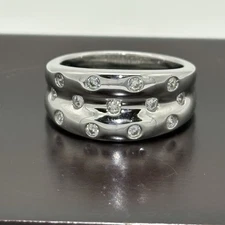 Epiphany Diamonique Platinum-Clad Sterling Silver Scatter CZ Ring Size 8 NIB