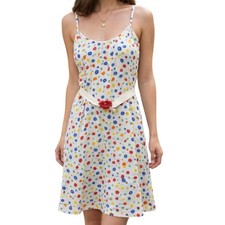 Vintage JCPenney Sundress Women's Small Multicolor Floral Spaghetti Strap Dress