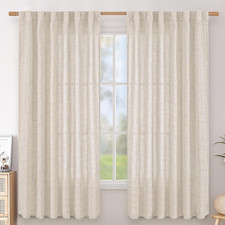 Bgment Linen Curtains 63 Inch Length 2 Panels for Living Room - Semi Sheer Drape